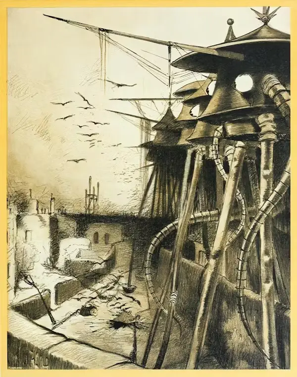 Illustration from The War of the Worlds by Henrique Alvim Corrêa, 1906, Public Domain.